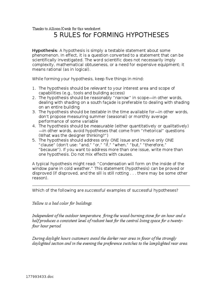 Hypothesis Formation Guide | PDF