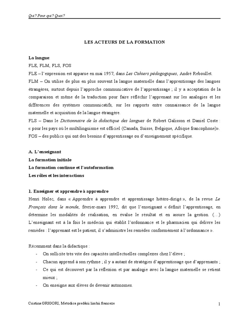 Didactique Du FLE - Activites | PDF | Pédagogie | Apprentissage