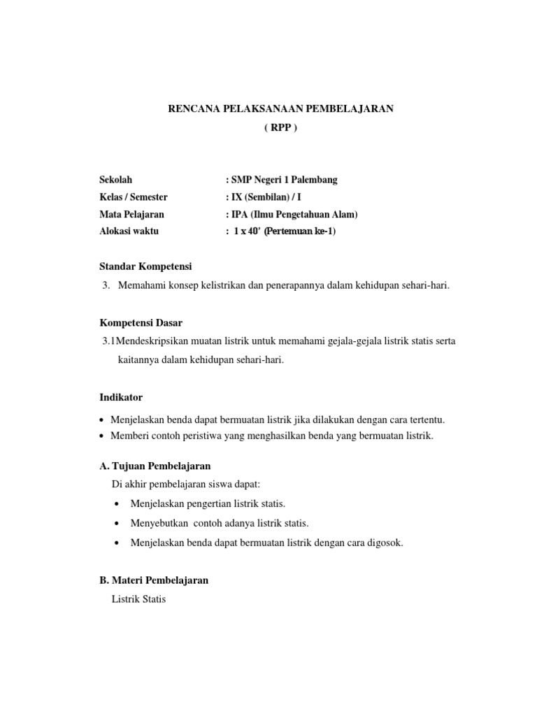 Rpp Listrik Statis