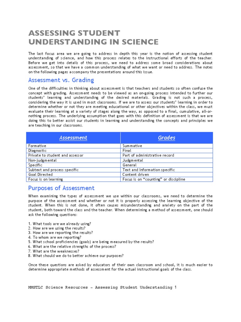 Overview of Science Assessment Methods | PDF | Educational Assessment ...