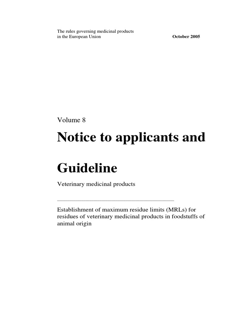 Maximum Residue Limits Guidelines PDF Medicine Pharmaceutical