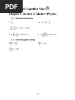 Appendix 16: Equation Sheet Chapter 1: Review of Modern Physics