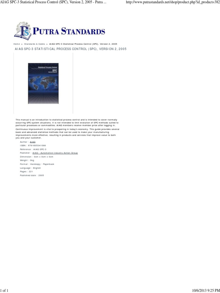 Aiag Spc 3 Statistical Process Control Spc Version 2 2005 Putra Standards Pdf Business Economies
