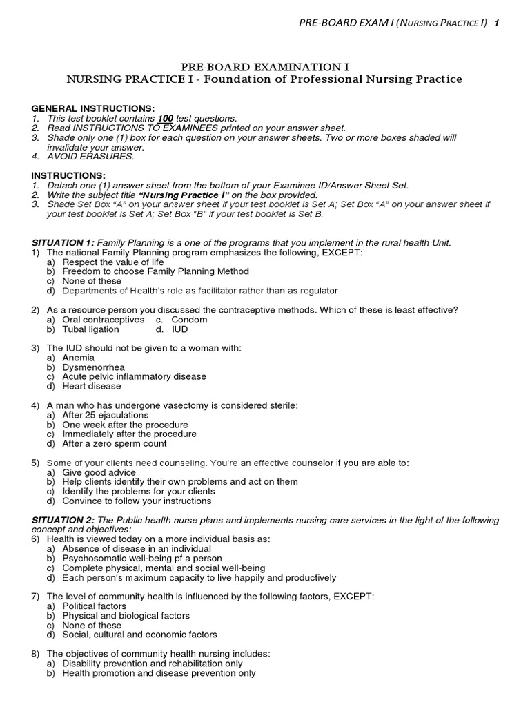 Nursing Pre-Board Exam I Guide | PDF | Preventive Healthcare | Infection