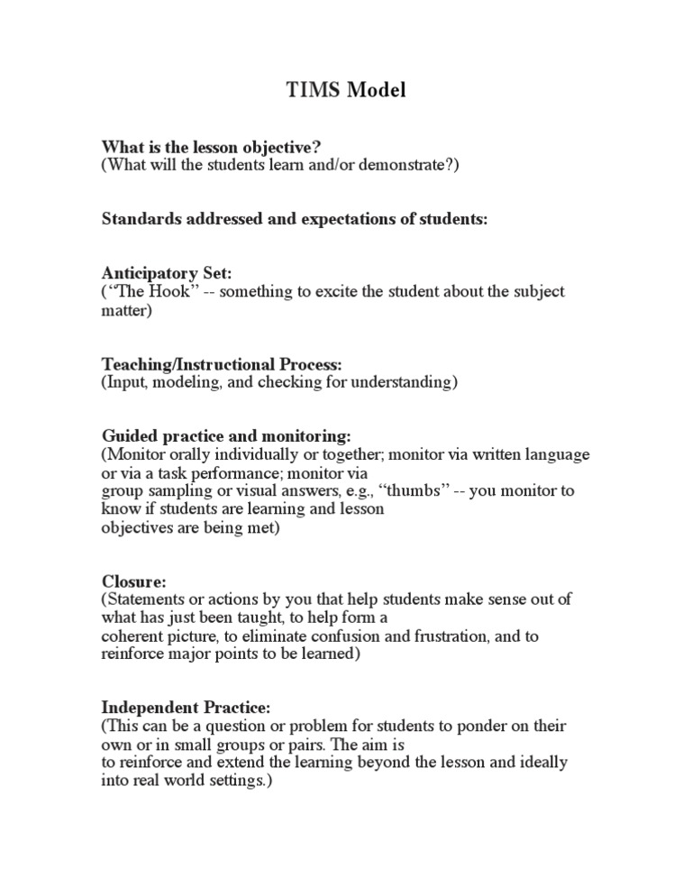 Tims Model | PDF | Career & Growth