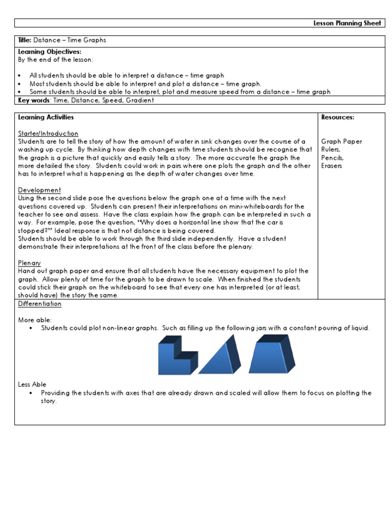 Distance-Time Graphs Lesson Plan | PDF | Foreign Language Studies ...