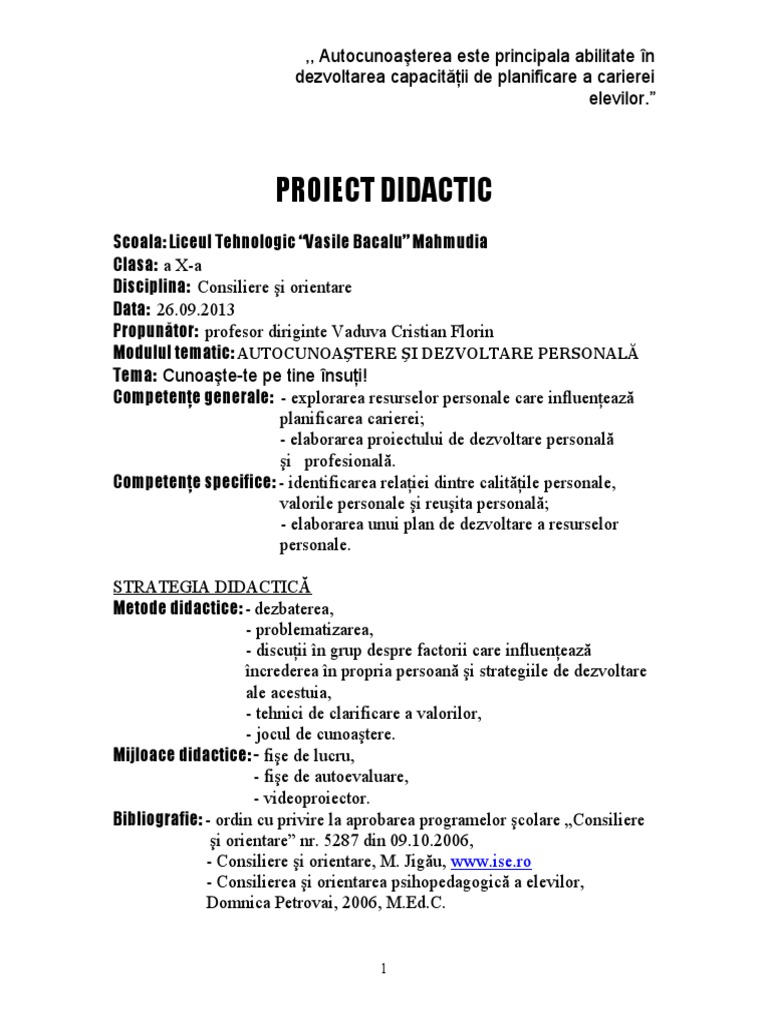 Autocunoastere Si Dezvoltare Personala