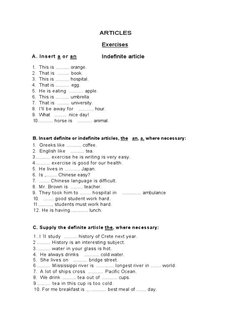 Articles Adjective Noun