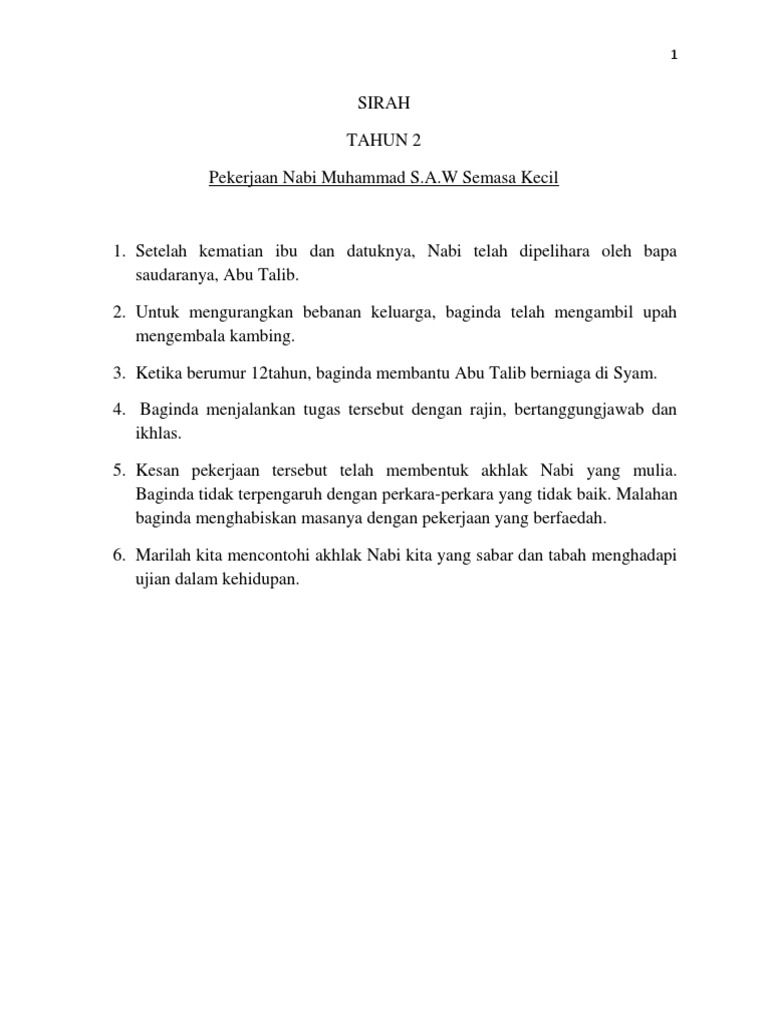 Sirah Thn 2 Pekerjaan Nabi Muhammad Saw Pdf