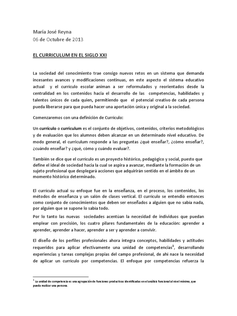 El currículo educativo en el siglo XXI | PDF | Plan de estudios ...