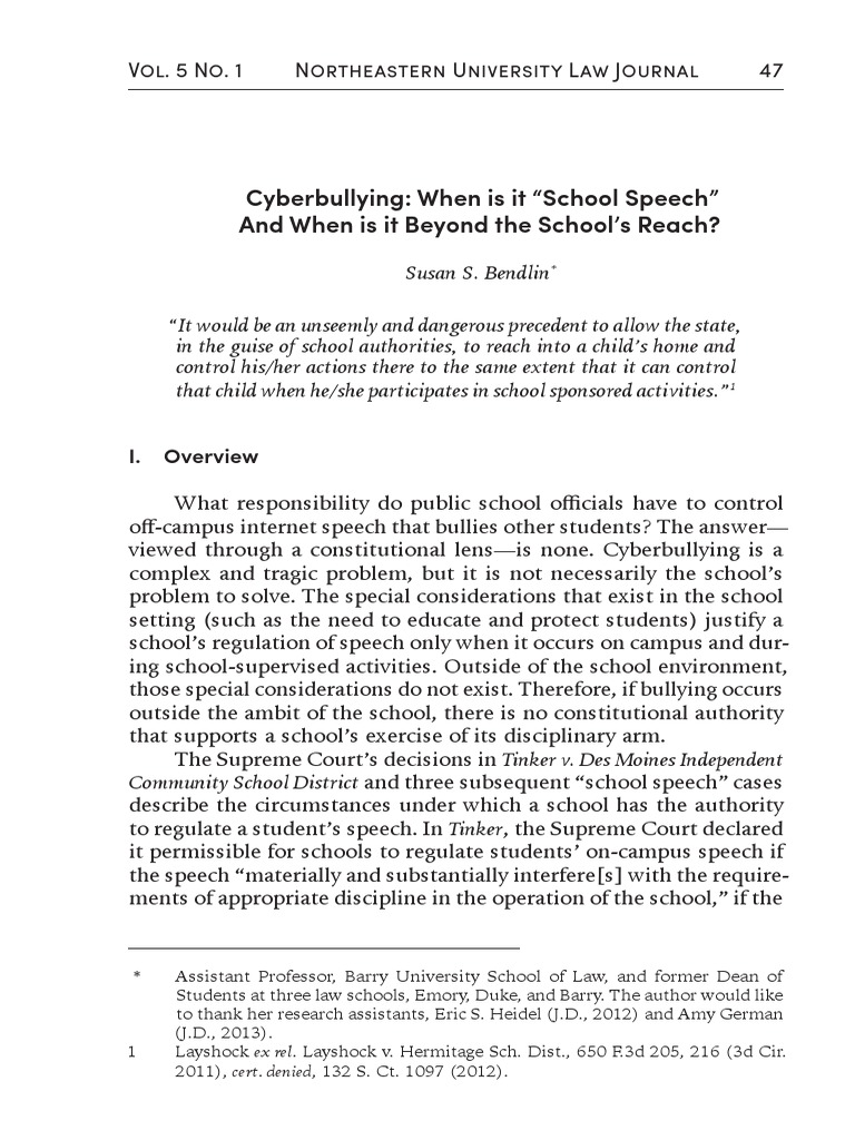 Cyberbullying and School Speech Limits | PDF | Justice | Crime & Violence