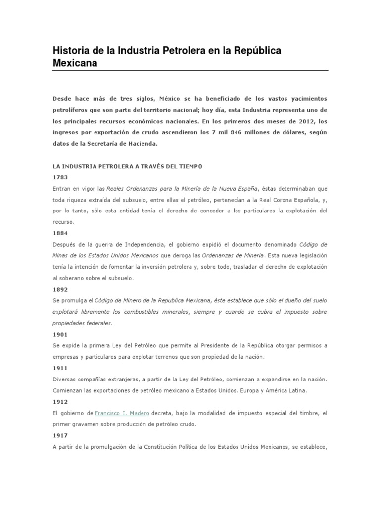 Historia de La Industria Petrolera en Mexico PDF | PDF