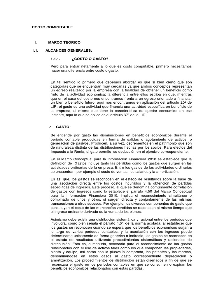 Definición y Cálculo del Costo Computable | PDF | Costo | Impuestos