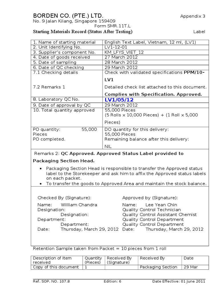 Form SMR.11T.L - LV1-12-01 | PDF