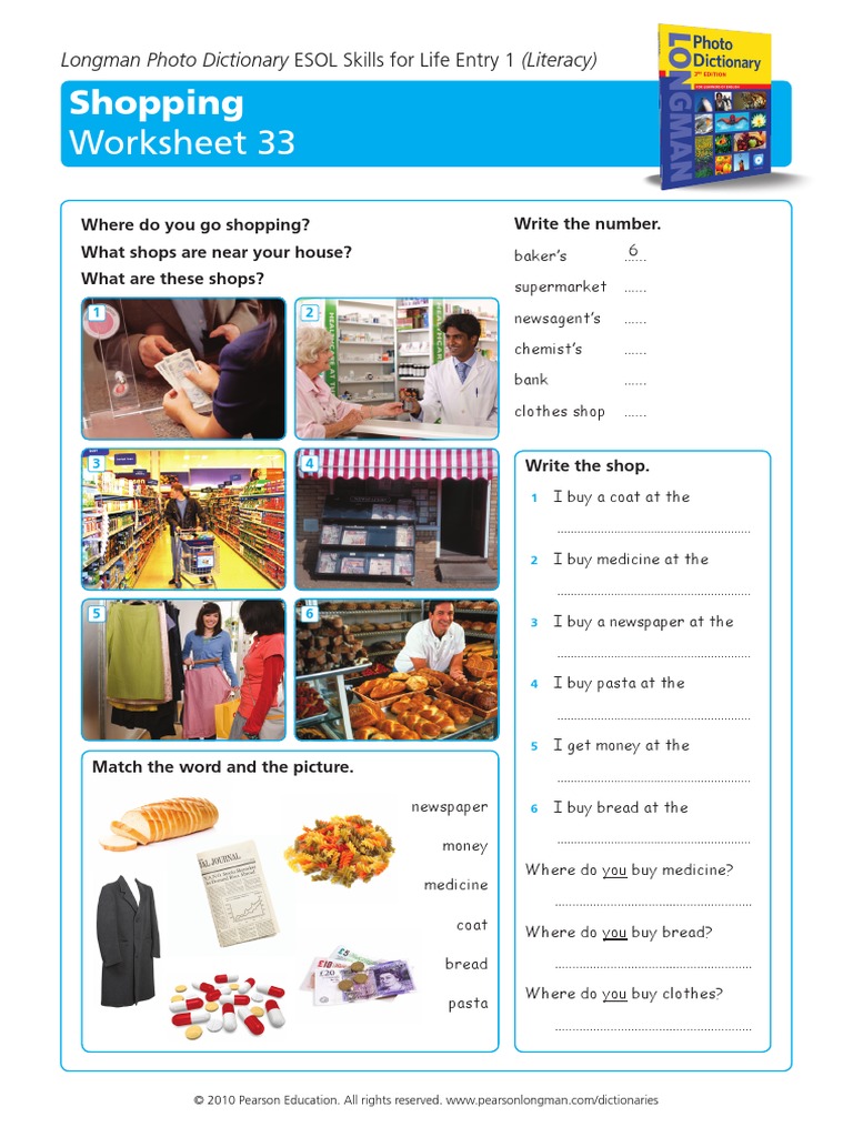 worksheet Esol Worksheets longman esol skills for life shopping