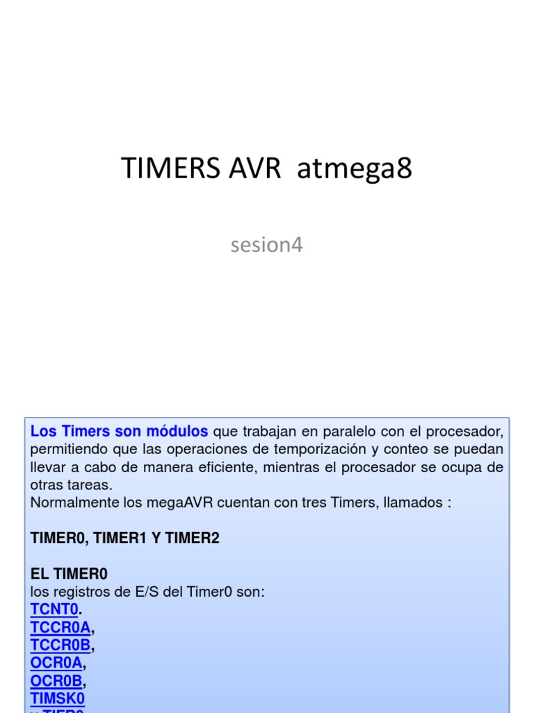 Funcionamiento del Timer0 en ATmega8 | PDF | Poco | Unidad Central de ...