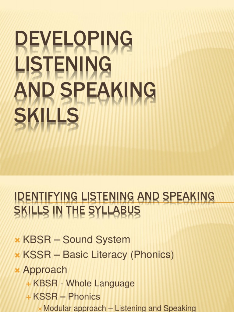 Enhancing Listening and Speaking Skills | PDF