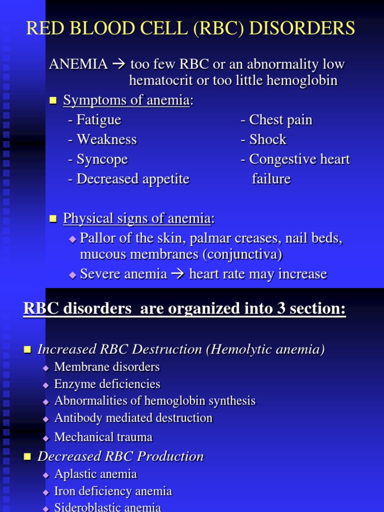 Overview of Red Blood Cell Disorders | PDF | Anemia | Red Blood Cell