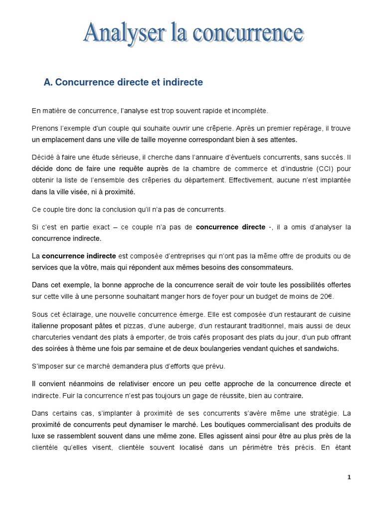 Analyse de la Concurrence Directe et Indirecte | PDF | Restaurants ...