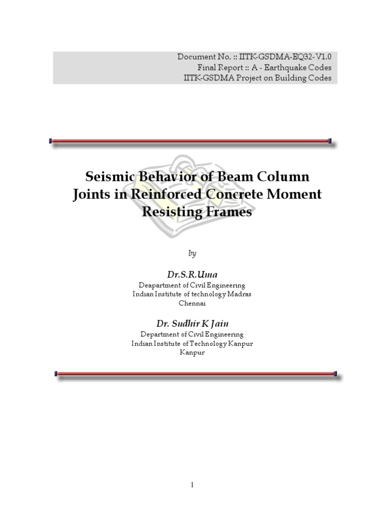 Seismic Behavior of Beam Column Joints in Reinforced Concrete Moment ...