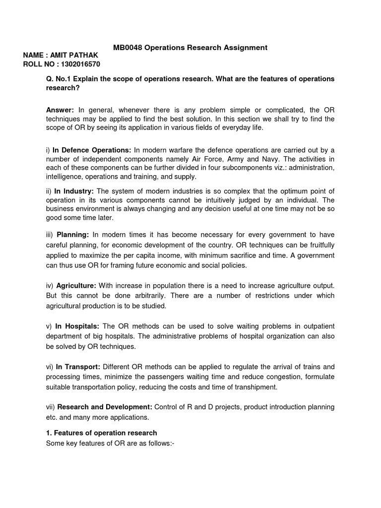 Features and Scope of Operations Research | PDF | Areas Of Computer ...