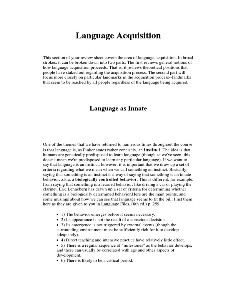1 .Language Acquisition | PDF | Language Acquisition | Linguistic Typology