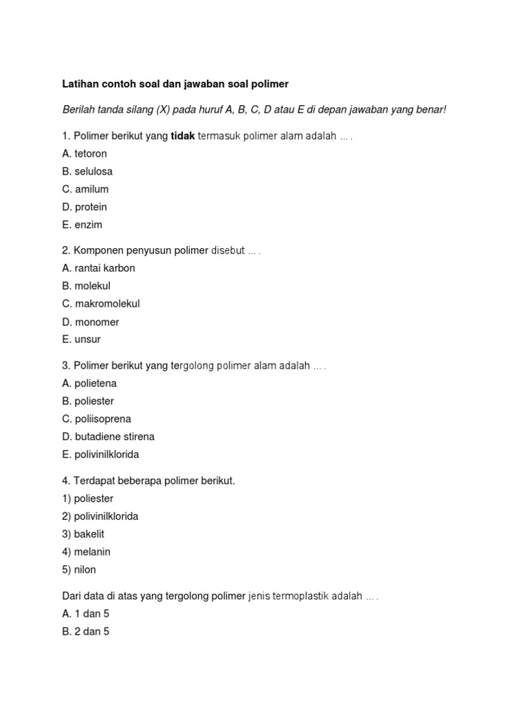 Latihan contoh soal dan jawaban soal polimer.docx