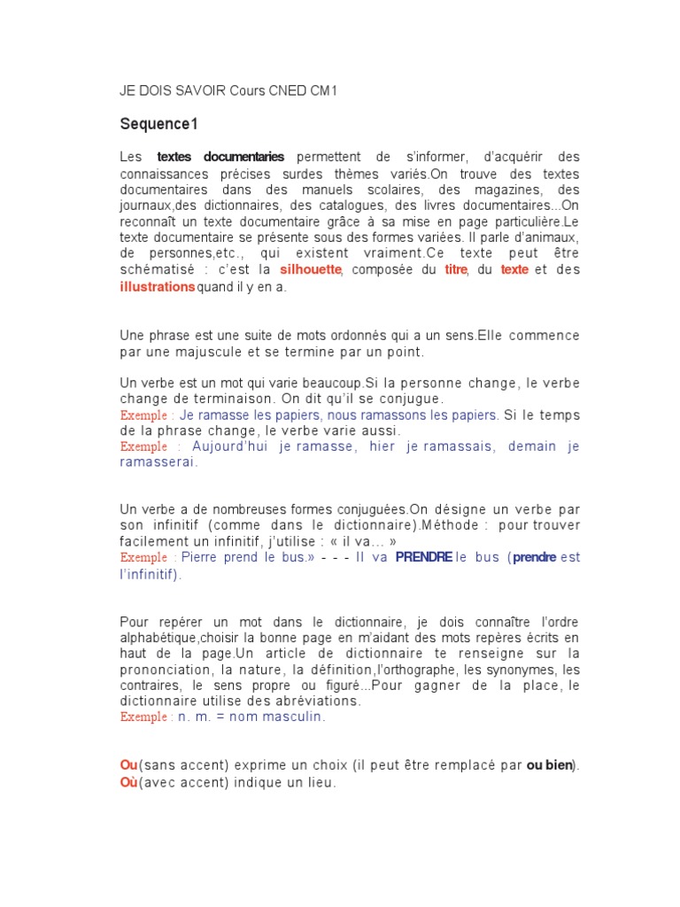 Texte Terminant Par Il Court A La Cuisine Je Dois Savoir | PDF | Phrase | Verbe