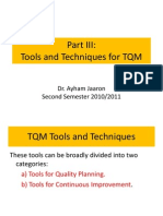 Tools and Techniques For TQM: Dr. Ayham Jaaron Second Semester 2010/2011
