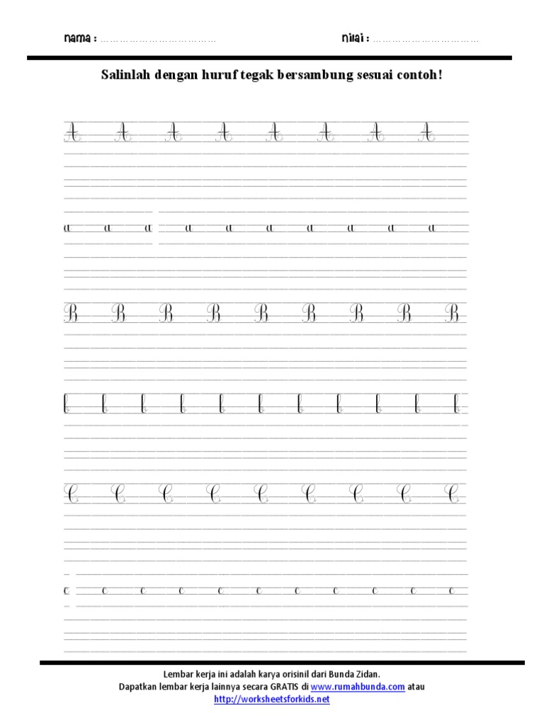 Menulis Huruf Tegak Bersambung 1
