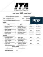 Team Dual Match Tennis Score Sheet: Date Place Coach