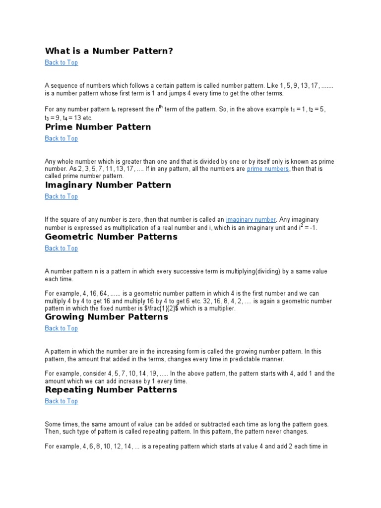 Number Patter - LP | PDF | Sequence | Summation