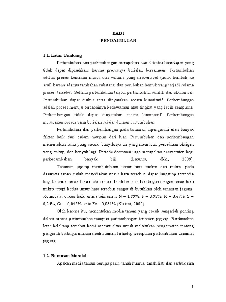 Karya Tulis Ilmiah Penelitian Pertumbuhan Jagung