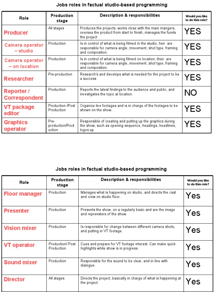 Key Roles in Studio-Based Programming | PDF | Leisure