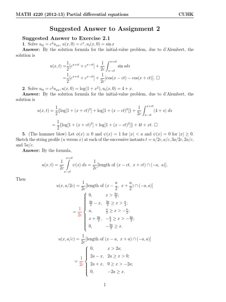 Pde Answers 2 11 Wave Equation Boundary Value Problem
