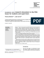 Academic and Research Misconduct in the PhD