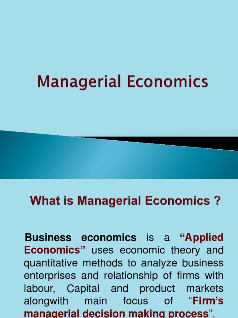 Managerial Economics Introduction Profit (Economics) Profit