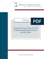 Overall Processing Times For 2010 Childhood Supplemental Security Income Claims (A-04-12-11230)