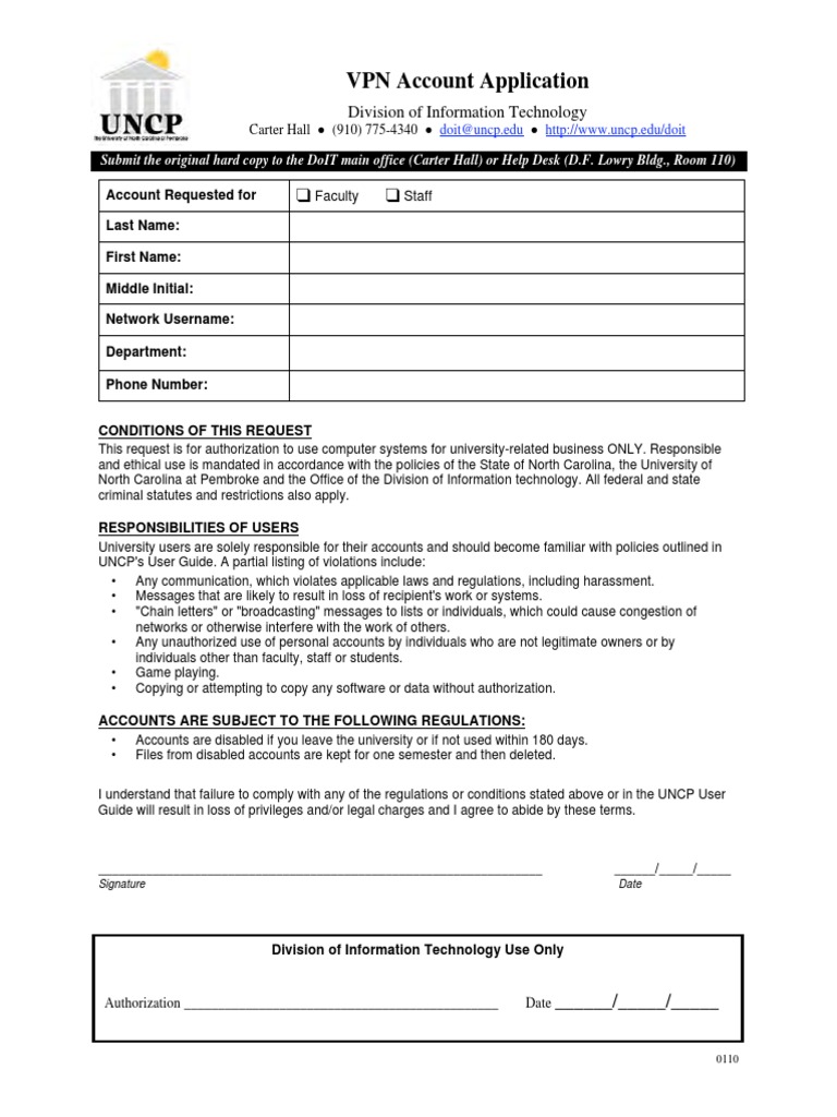 VPN Access for UNCP Faculty/Staff | PDF | Business | Computers