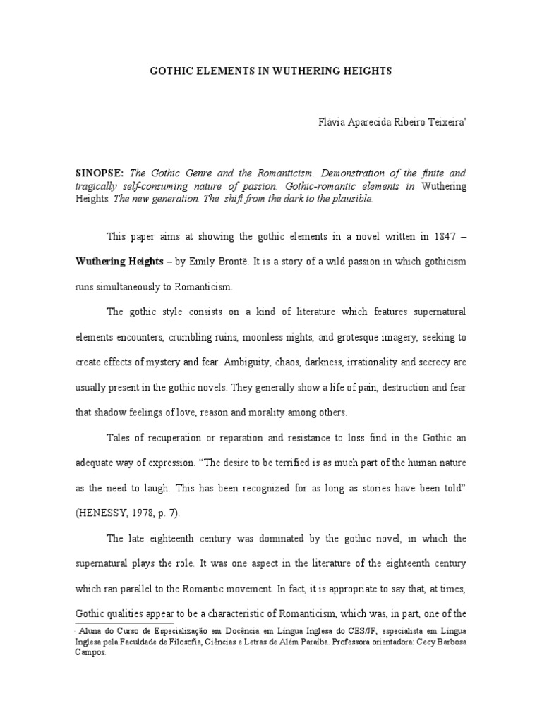 Gothic Elements In Wuthering Heights Quotes