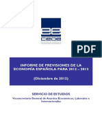 Informe Previsones Economia España 2013