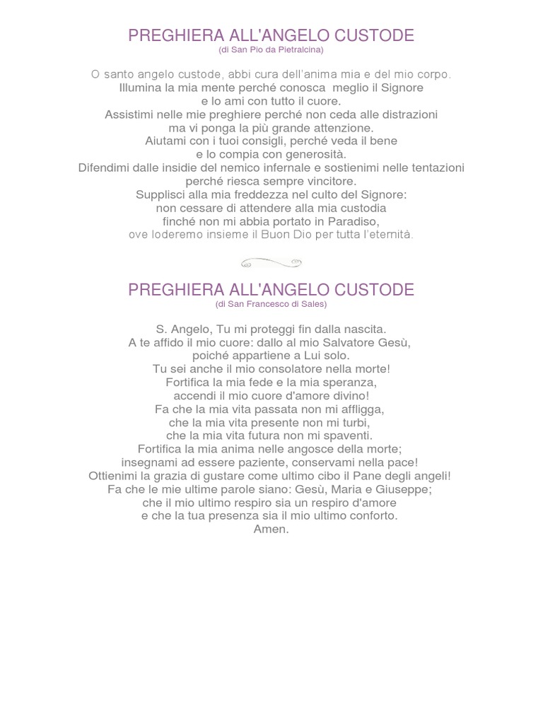 Preghiera All Angelo Custode