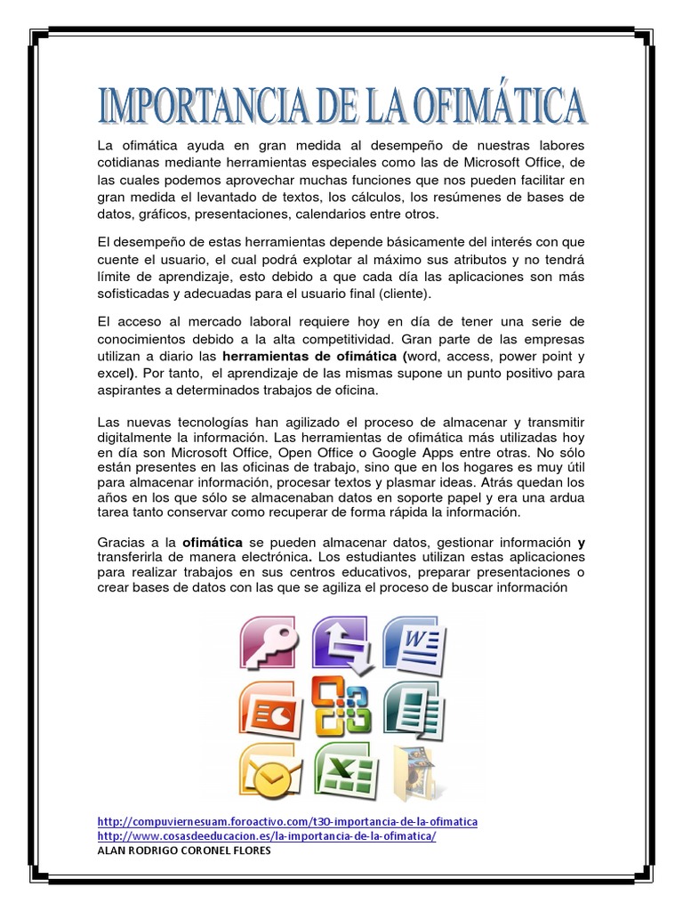 Importancia de La Ofimatica | PDF | Microsoft Office | Microsoft