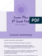 Lesson Plan 8 Grade Math: Instructor: Meredith Ashy