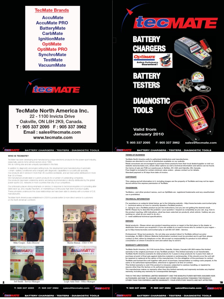 TecMATE Battery Chargers Catalog - 2010 | PDF | Battery Charger ...