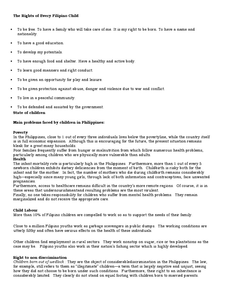 Rights of Filipino Children Explained | PDF | Juvenile Delinquency ...
