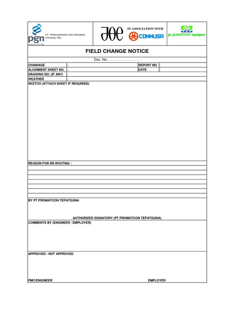 Field Change Notice by PT Promatcon | PDF