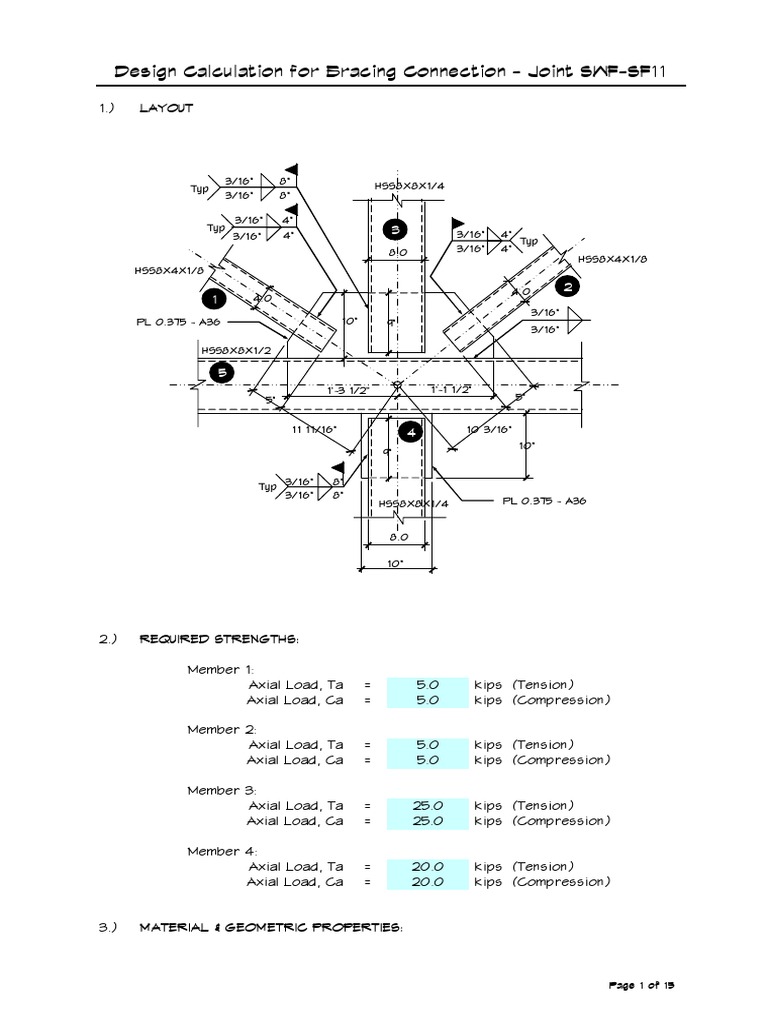 Steel Bracing Connection Design Details | PDF | Ultimate Tensile ...