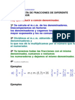 Suma y Resta de Fracciones Heterogeneas Mixtas