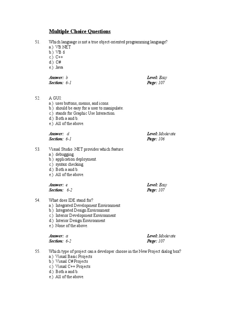 Multiple Choice Questions | PDF